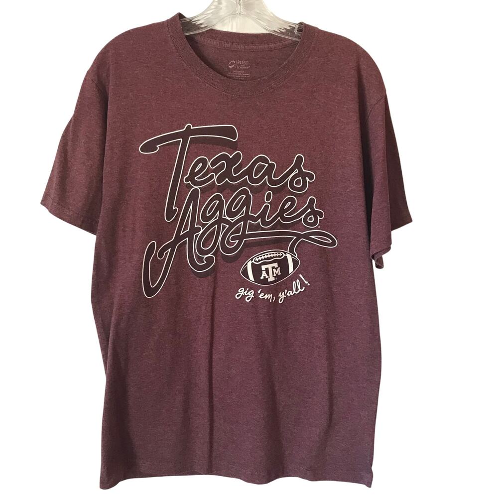 C Port Company Tee Shirt Womens Texas Aggies Gig Em Yall Football Size Medium